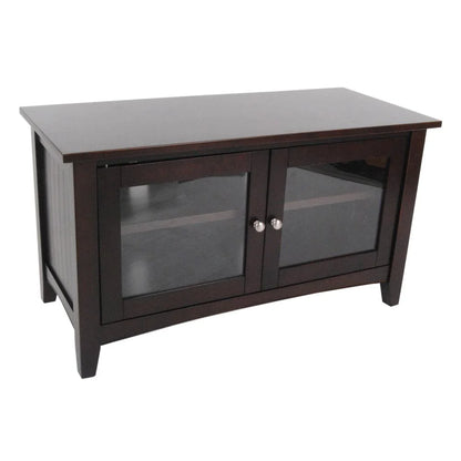 Alaterre Furniture Shaker Cottage 36" TV Stand, Storage Glass Cabinet, Accent Living Room Furniture, Black