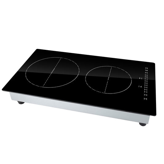 KFFKFF 12'' Built-in Induction Electric Stove Top ,2 Burners Multifunctional Burner Electric Cooktop,9 Heating Level & Sensor Touch Control, Easy to Clean Ceramic Glass Surface
