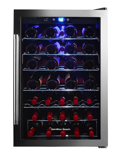 Hamilton Beach, 22 Bottle, 2.6 Cu. Ft. Wine/Beverage Center, Glass Door, Black