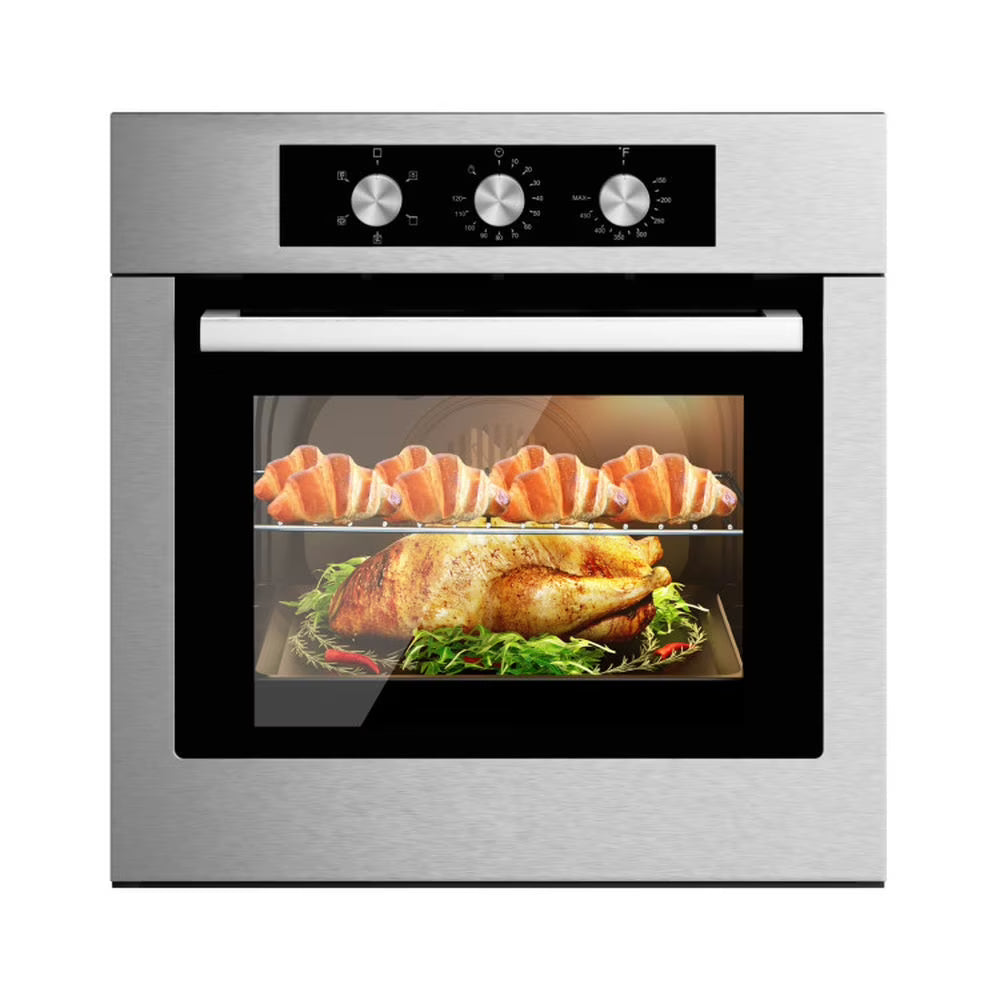 Canddidliike 24 Inch Single Wall Oven 2.47Cu.ft with 5 Cooking Modes and 360° Hot Air Circulation, Single Wall Oven, Well-made Built-in Oven with 3-layer Tempered Glass for Indoor, Silver