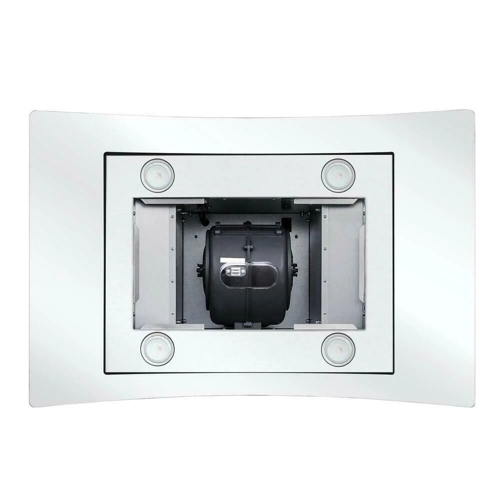 30 inch Island Mount Range Hood 900CFM Tempered Glass 3-Speed Vent Hood Stainless Steel Dishwasher