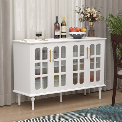 HLR 47.6" Modern Vintage Sideboards Buffet Cabinet with 4 Lattice Glass Door, Green