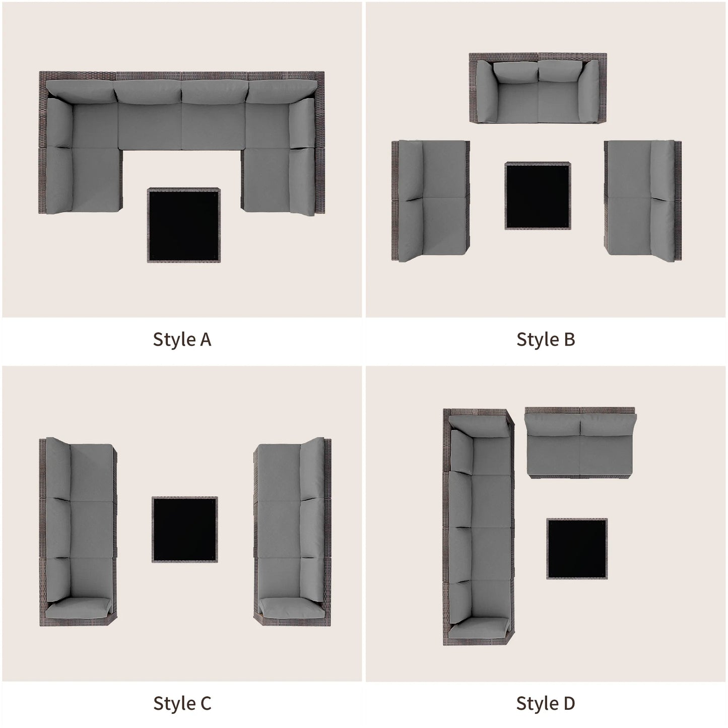 Patio Furniture Set on Sale, 7-Piece Wicker Sectional Outdoor Sofa Set with Glass Table & Water-Resistant Cushions, All-Weather PE Rattan for Backyard, Poolside, Garden (Gray)