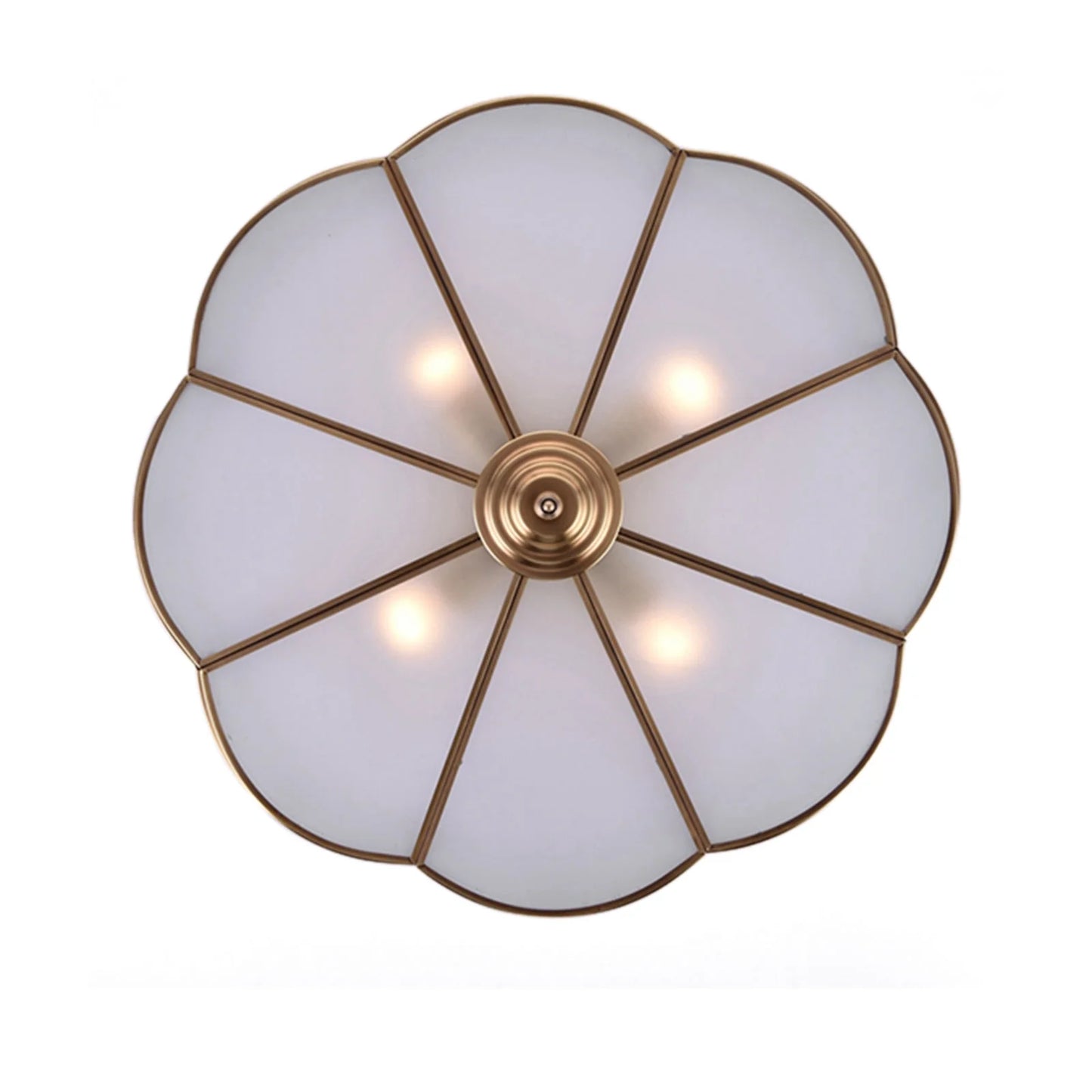 Miumaeov Semi Flush Mount Ceiling Light Fixture 4-Light White Drum Glass Boho Decor Bedroom Kitchen Dining Living Room Entry Foyer Hallway W 18'' X H12''