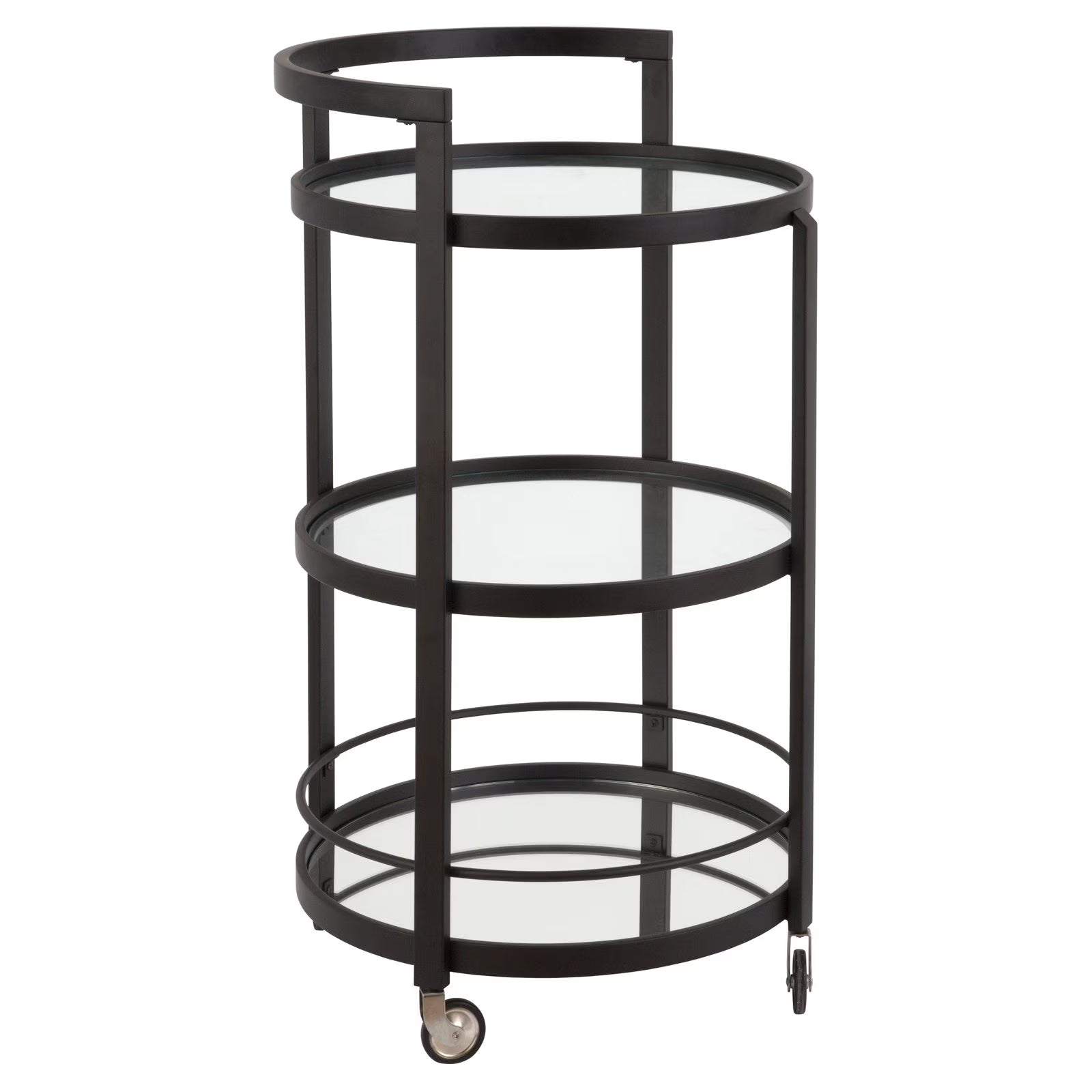 Evelyn& Zoe 21" Blackened Bronze Metal/Glass Bar Cart