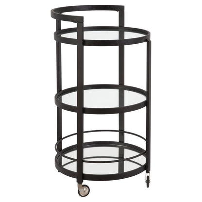 Evelyn& Zoe 21" Blackened Bronze Metal/Glass Bar Cart