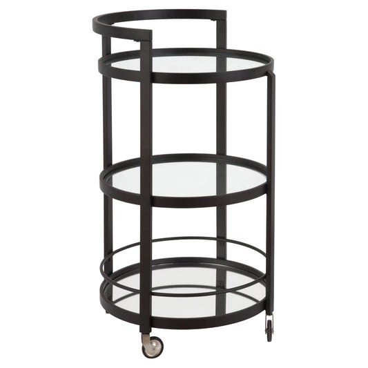 Evelyn& Zoe 21" Blackened Bronze Metal/Glass Bar Cart