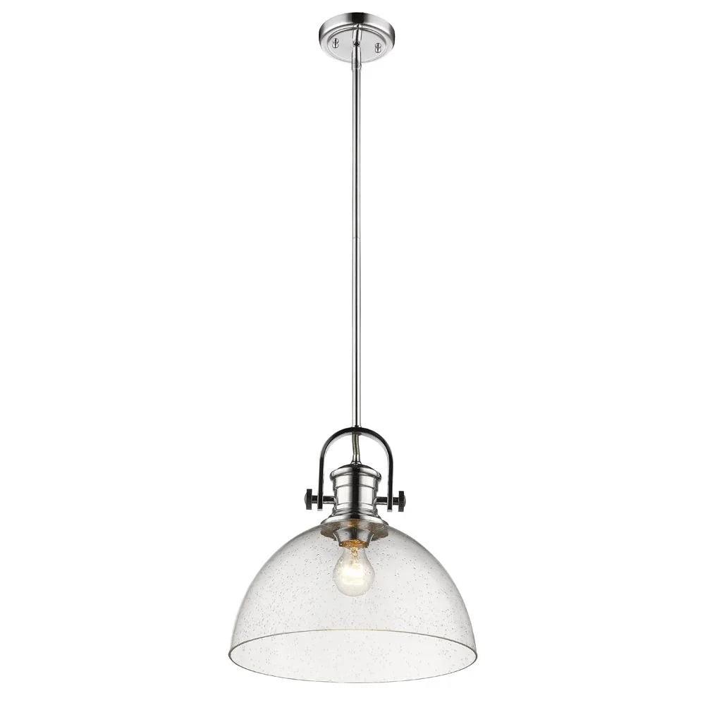 Hines 1 Light Pendant in Chrome with Seeded Glass