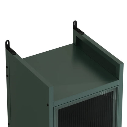 Hassch 4-Tier Display Case Storage Cabinet with Flip-Up Glass Doors, 60.62"H Iron Kitchen Pantry Cabinet Showcase Organizer Bookcase for Entryway Bedroom Bathroom Living Room, Dark Green