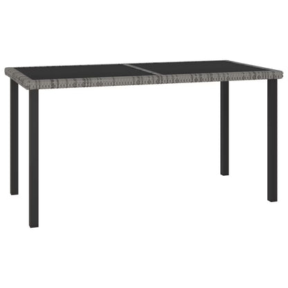 vidaXL Outdoor Dining Table Garden Porch Patio Table with Glass Top PE Rattan