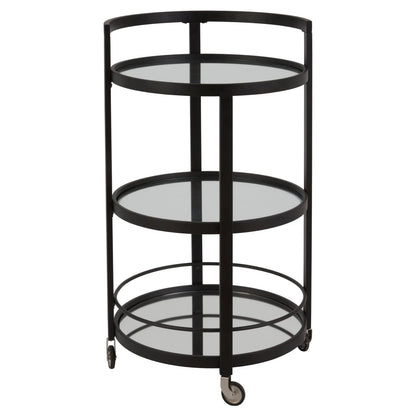Evelyn& Zoe 21" Blackened Bronze Metal/Glass Bar Cart