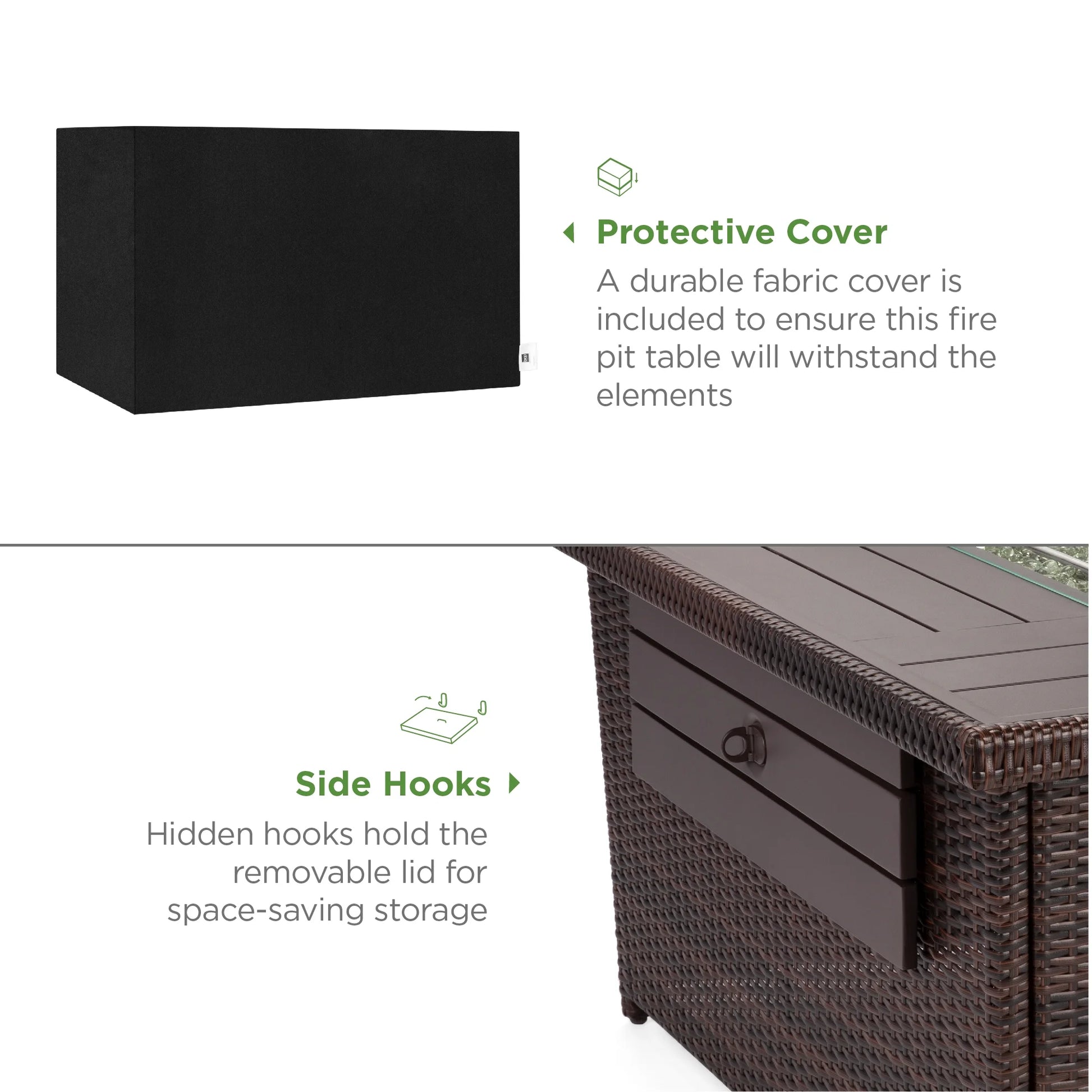 Best Choice Products 52in Wicker Propane Gas Fire Pit Table 50,000 BTU w/Glass Wind Guard, Tank Holder, Cover - Gray