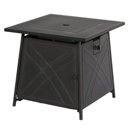 BALI OUTDOORS 28"Outdoor Propane Fire Pit Gas Table Square Fireplace Blue Glass