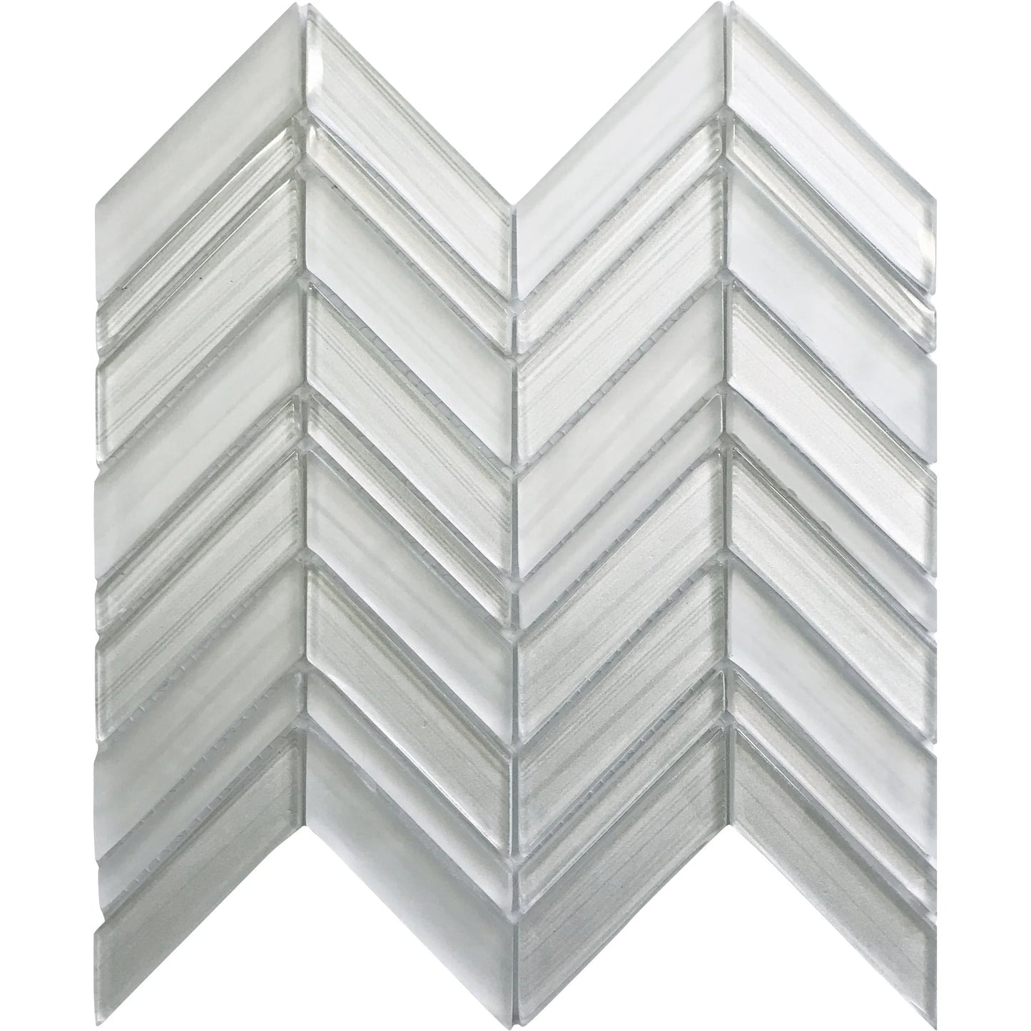 Apollo Tile 5 pack 10.4-in x 10.4-in White Chevron Polished and Matte Finished Glass Mosaic Tile (3.76 Sq ft/case)
