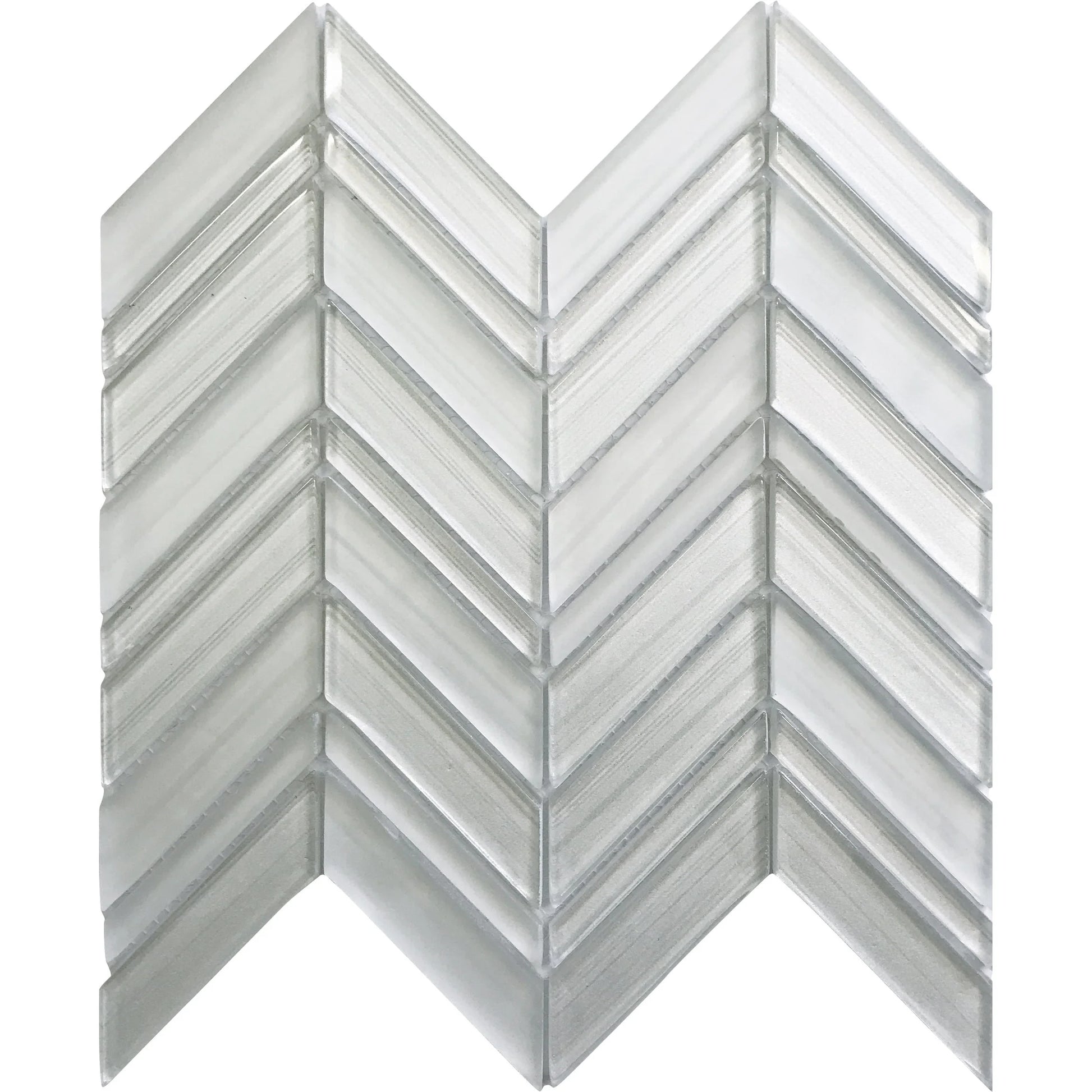 Apollo Tile 5 pack 10.4-in x 10.4-in White Chevron Polished and Matte Finished Glass Mosaic Tile (3.76 Sq ft/case)