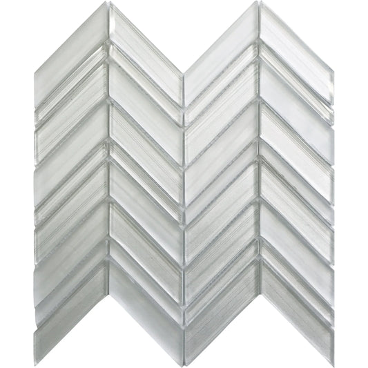 Apollo Tile 5 pack 10.4-in x 10.4-in White Chevron Polished and Matte Finished Glass Mosaic Tile (3.76 Sq ft/case)