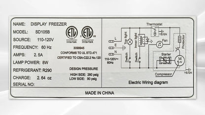 NSF 17 in. Narrow Single Glass Door Upright Freezer, Commercial Freezer 3.7 Cu. Ft. Ice Cream Freezer
