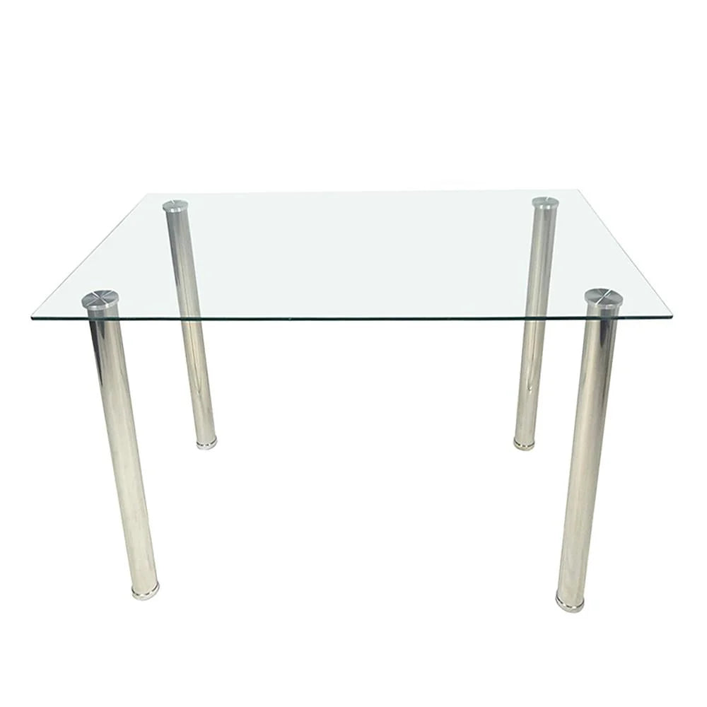 Ktaxon Dining Table set 5 Piece Dining Table Set Tempered Glass Top Dinette Sets with 4 PU Leather Chairs,Light White