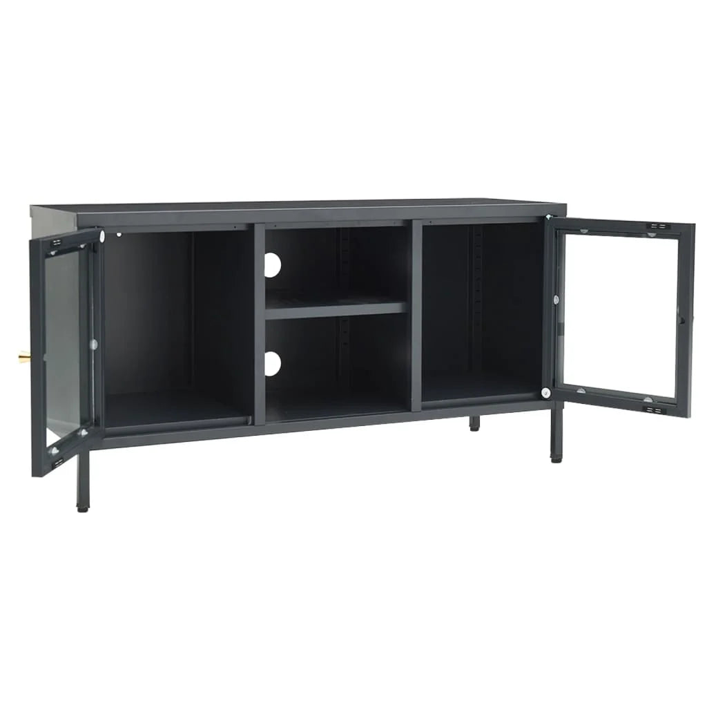 vidaXL TV Stand TV Console Sideboard TV Unit Home Media Unit Steel and Glass