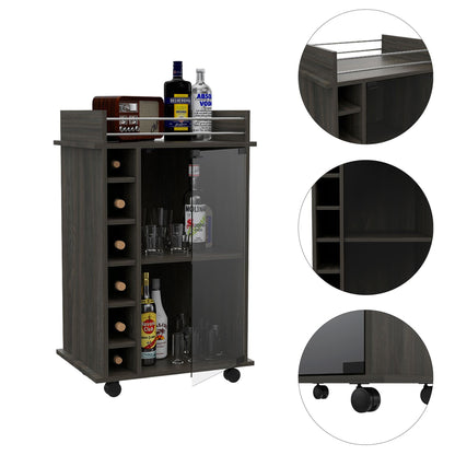 TUHOME Dukat Kitchen Bar Cart with Glass Door, Espresso