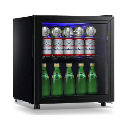 62-Can Beverage Cooler and Refrigerator, Small Mini Fridge for Home, Office or Bar with Glass Door and Adjustable Removable ShelvesPerfect for Soda Beer or Wine, Stainless Steel, 1.6 Cu.Ft.