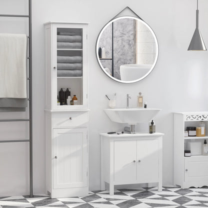 DUOSONG 5-Tier Display Cabinet, Glass Display Case With 2 Doors And Adjustable Shelves, Wall-Mounted, Grey Gray Glass Furniture Primary Living Space Cabinets