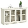 Giantex Stackable Buffet Cabinet, Kitchen Storage Cabinet with Sliding Tempered Glass Doors, Small Sideboard for Kitchen, Dining Room or Living Room, Grey