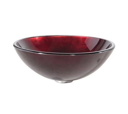 KRAUS Irruption Glass Vessel Sink in Red with Pop-Up Drain and Mounting Ring in Chrome