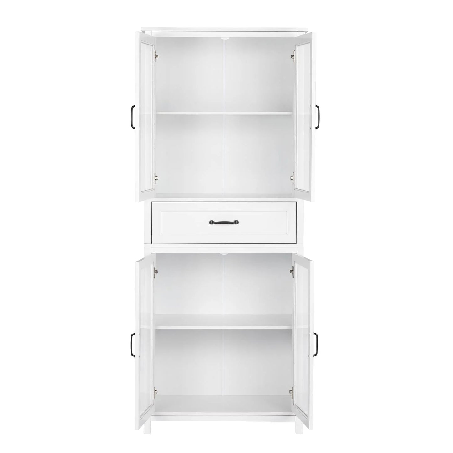 UBesGoo Bookcase with Acrylic Glass Doors 5 Shelves Pantry Cabinet, 70.8 Inch Kitchen Buffet Cupboard Cabinet, White