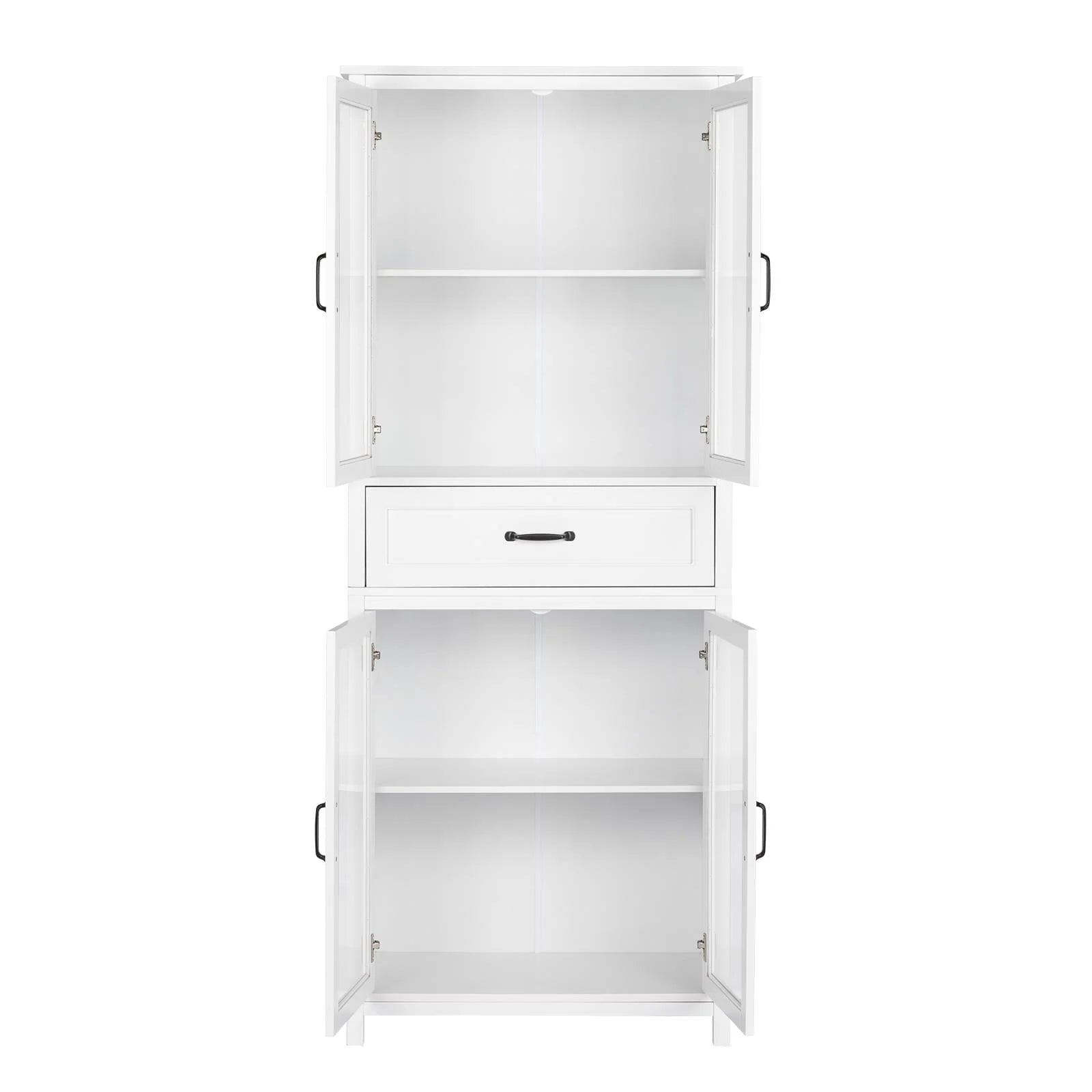 UBesGoo Bookcase with Acrylic Glass Doors 5 Shelves Pantry Cabinet, 70.8 Inch Kitchen Buffet Cupboard Cabinet, White