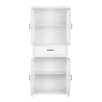 UBesGoo Bookcase with Acrylic Glass Doors 5 Shelves Pantry Cabinet, 70.8 Inch Kitchen Buffet Cupboard Cabinet, White