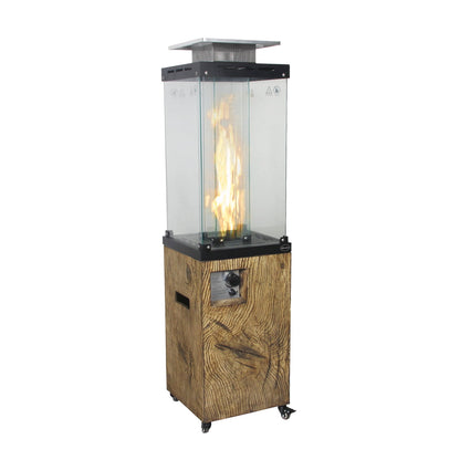 Glass Top + Terrafab Base Fire Heater Internal Gas Tank KD Column