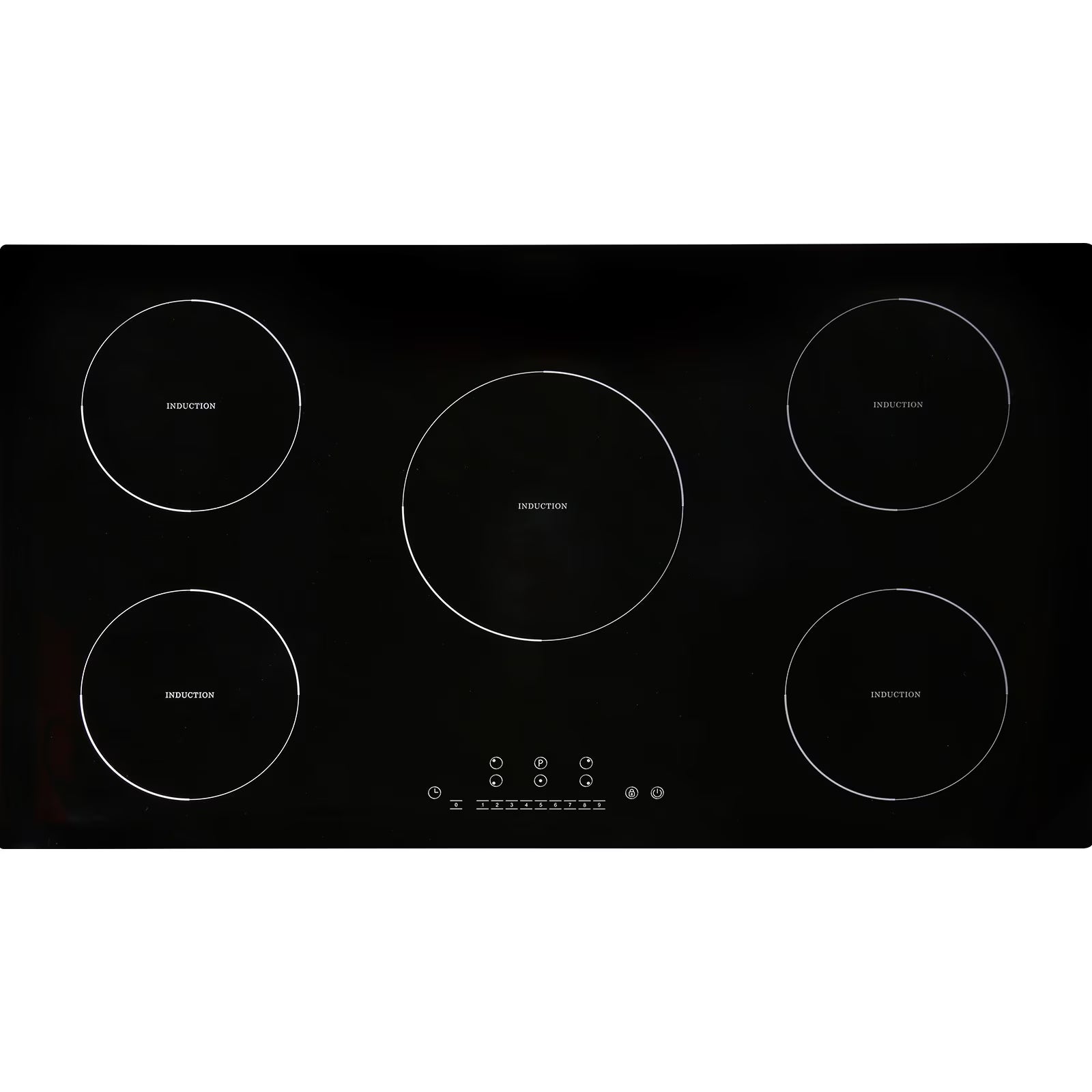 KFFKFF 36in Electric Cooktop, 5 Burners Ceramic Glass Stove Top Touch Control 9200W, 9 Heating Level Multifunctional Burner