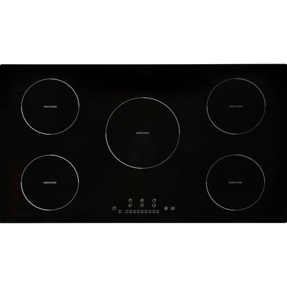 KFFKFF 36in Electric Cooktop, 5 Burners Ceramic Glass Stove Top Touch Control 9200W, 9 Heating Level Multifunctional Burner