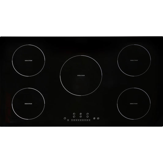 KFFKFF 36in Electric Cooktop, 5 Burners Ceramic Glass Stove Top Touch Control 9200W, 9 Heating Level Multifunctional Burner
