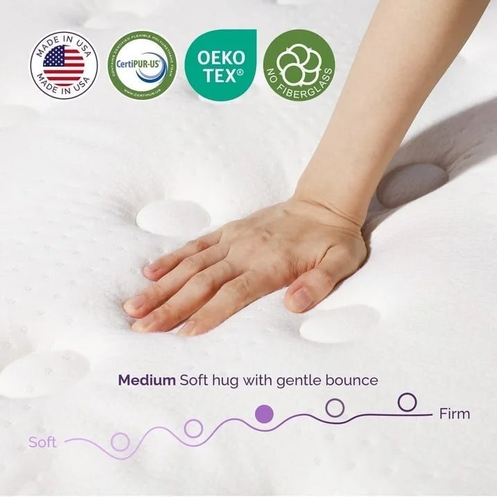 Sersper Queen Mattress, 12 Inch Pillow Top Hybrid Mattress Queen with Fiberglass Free, Gel Memory Foam, Breathable Bed Mattress for Cooler Sleep Supportive & Pressure Relief, Medium Firm