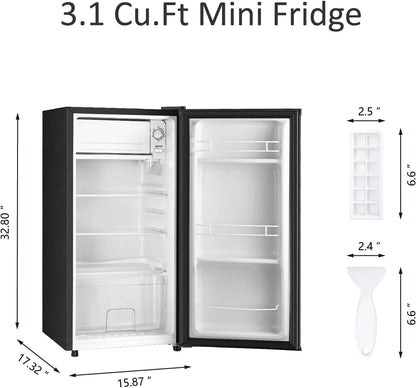 Kcpolre 3.1 Cu.Ft Mini Fridge with Freezer, Adjustable Thermostat, Removable Glass Shelves & Fruit Basket for Dorm Room, Office, Bedroom, Pink