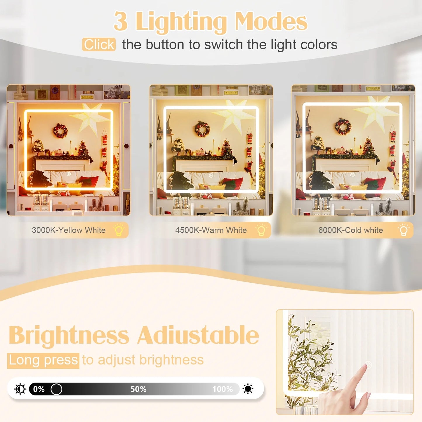 Farmhouse Makeup Vanity Desk with Mirror and Lights, Vanity Table with Glass Tabletop, Charging Station, 5 Drawers, Side Cabinet, Storage Shelves for Bedroom, White by TZUTOGETHER