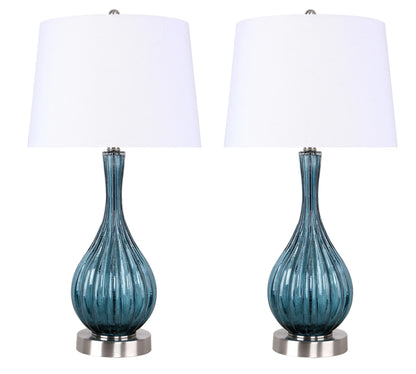 LumiSource Clear Jenny 27" Glass Table Lamp - Set of 2