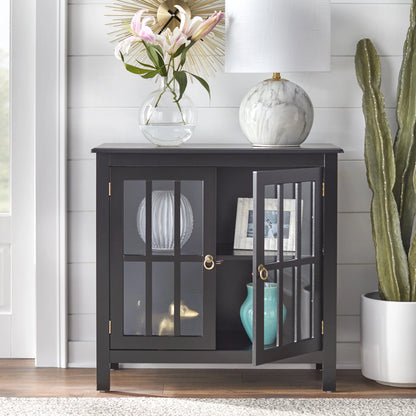 Simple Living Portland 2-Door Glass Cabinet Antique White