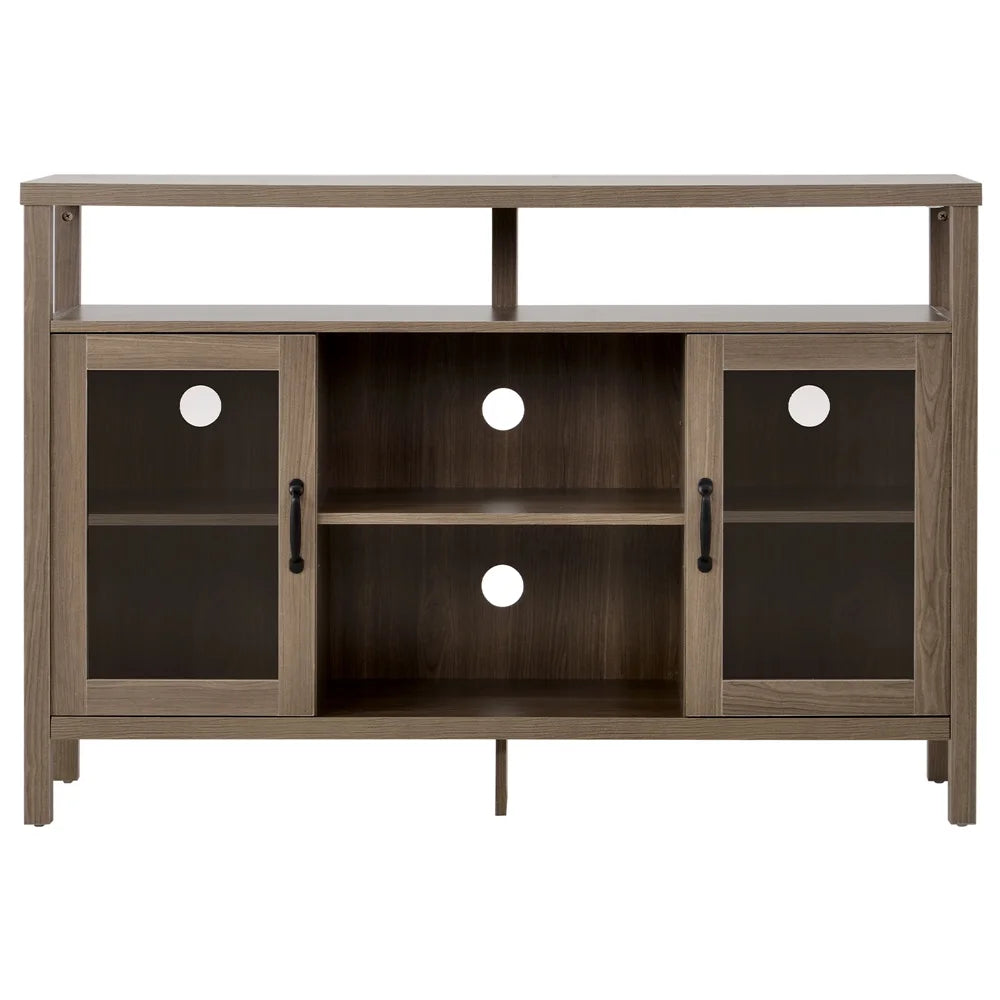 Visentor 42 Inch Kitchen Storage Cupboard, Dining Room Storage Cabinet with Glass Door, Sideboard Buffet Table, Black