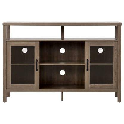 Visentor 42 Inch Kitchen Storage Cupboard, Dining Room Storage Cabinet with Glass Door, Sideboard Buffet Table, Black