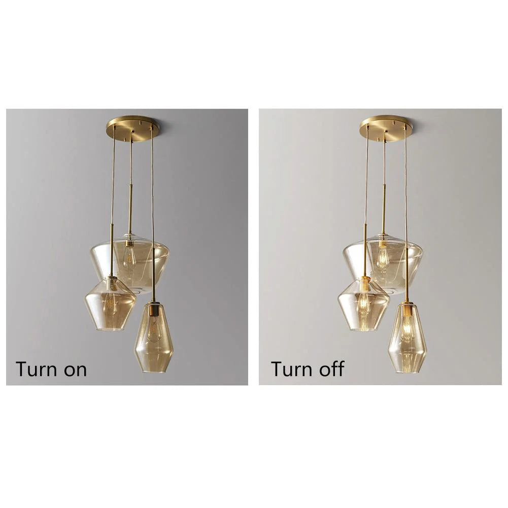 Pendant Lighting Glass Triple Hanging Pendant Light Fixture Glass,Vintage Hanging Ceiling Light Fixture, Fixture Glass Surrounded LED Lighting Fixture Kitchen, Island, Table Hallway Interior Lighting