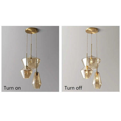Pendant Lighting Glass Triple Hanging Pendant Light Fixture Glass,Vintage Hanging Ceiling Light Fixture, Fixture Glass Surrounded LED Lighting Fixture Kitchen, Island, Table Hallway Interior Lighting