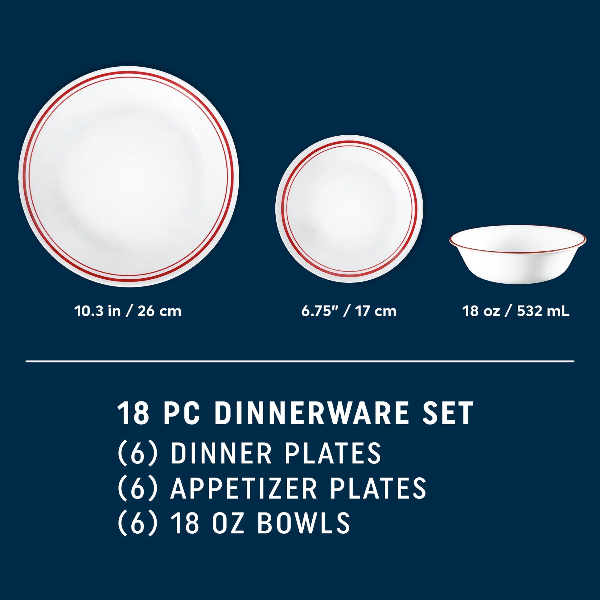 Corelle Logan 18-Piece Glass Dinnerware Set, Service for 6