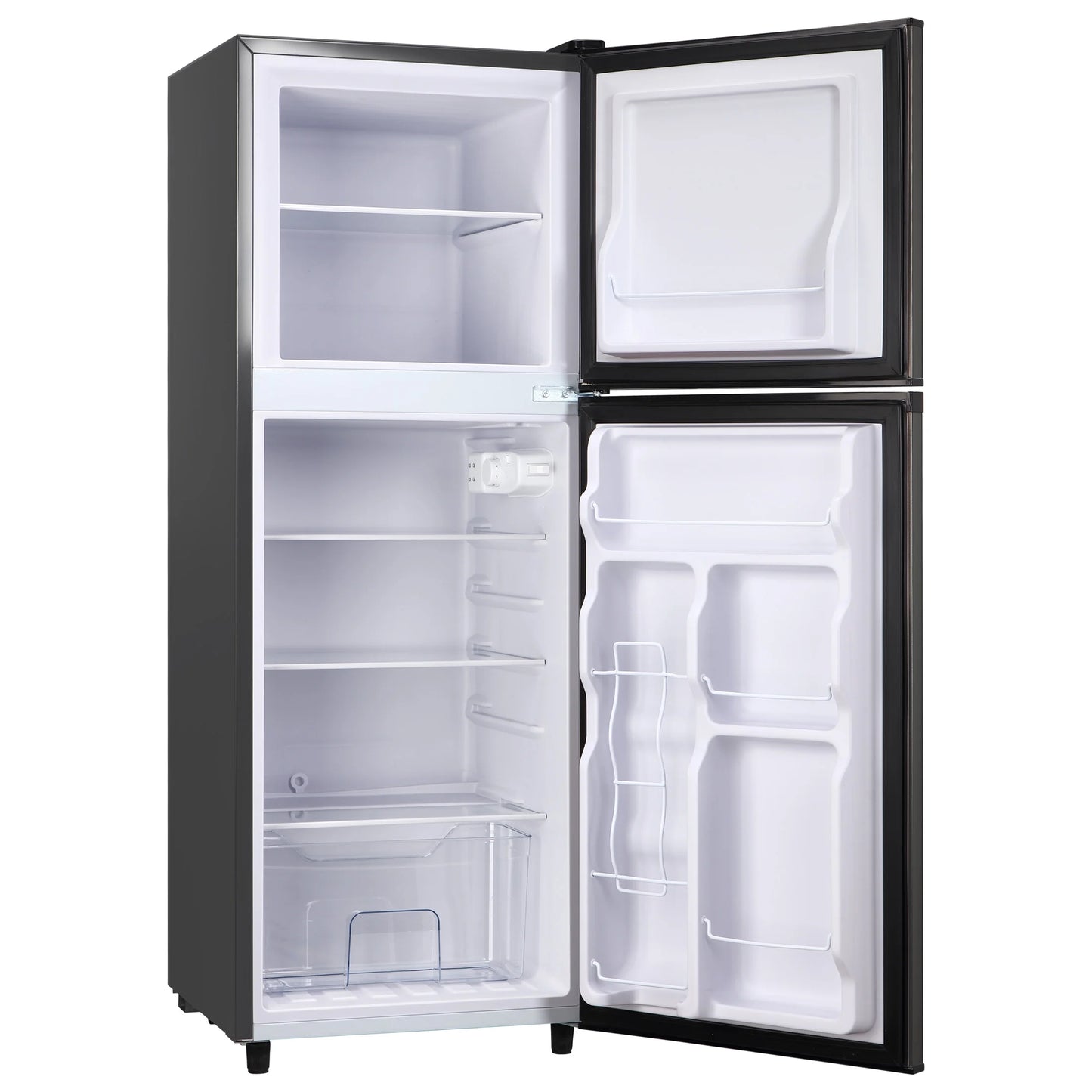 4.5 Cu.ft Compact Refrigerator 2 Door with Freezer,7 Adjustable Thermostat & 4 Removable Glass Shelves,Large Size Refrigerator for Garage/Bedroom/Kitchen/Apartment and Office,Grey