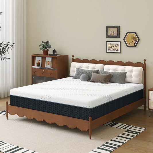 12 Inch Queen Green Tea Memory Foam Mattress for Cool Sleep & Pressure Relief, Bed in a Box, Removable Cover No Fiberglass, CertiPUR-US Certified