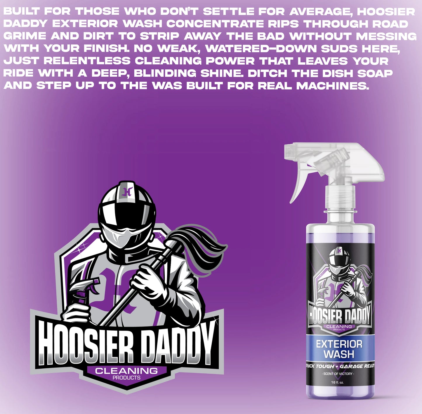 Hoosier Daddy 16oz Car Exterior Cleaner Concentrate - Removes Dirt, Bugs, & Road Grime - Safe for Paint, Glass, & Chrome - Dilutes for Multiple Uses(12-Pack)