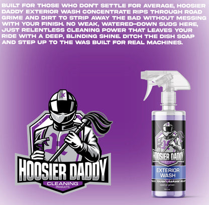 Hoosier Daddy 16oz Car Exterior Cleaner Concentrate - Removes Dirt, Bugs, & Road Grime - Safe for Paint, Glass, & Chrome - Dilutes for Multiple Uses(12-Pack)