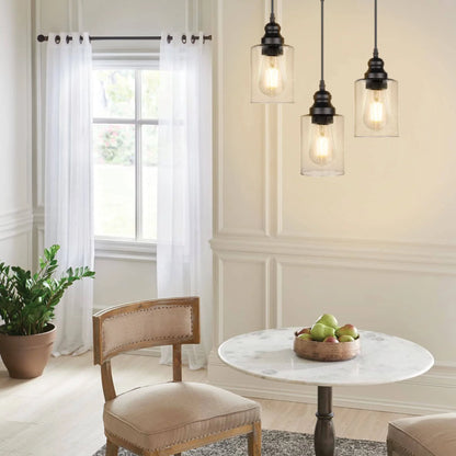 3 Pack Industrial Pendant Lights,Adjustable Hanging Light Fixtures,Seeded Glass Shade Pendant Lighting